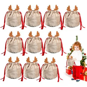 10ШТ Božić Sob Candy Poklon Paket Kratke Pliš Vreće Djeda Mraza Torba Na Pertla Božićne Dekoracije Božićno Sijelo Dječji Dar