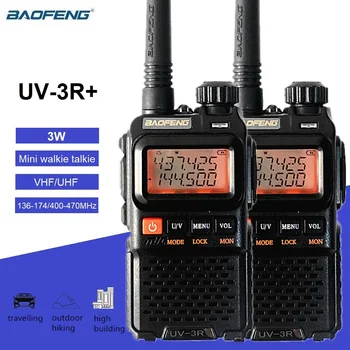 2 komada Baofeng UV-3R Plus Prijenosni prijenosni radio 3 W Dvofrekvencijska Mini-radio stanice VHF UHF Amaterka Amaterka Radio Q Primopredajnik Male Veličine