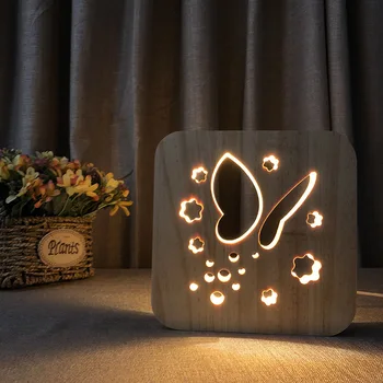 3D Led drvoreza Leptir noćno svjetlo Kreativni Usb stolna Lampa za uređenje Doma Dječji Božićni Poklon Za Rođendan Drvena Žarulja
