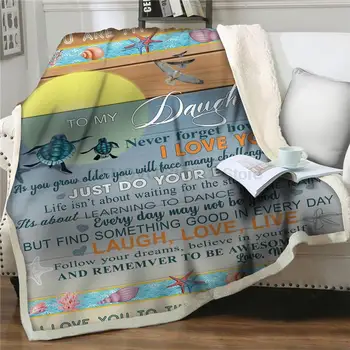 3D schildkröte Gedruckt Flanell Fleece Decken Brief An Meine Tochter Decke auf Betten sofa Pelz Wurf Decken Rechteck Büro Decke