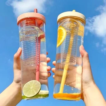 700 ml Sklopivi Slama Šalica Velikog Kapaciteta Boce Za Vodu Prijenosni Čaše Za Sok Limuna Filter Slatka Boca za Piće za Djevojke