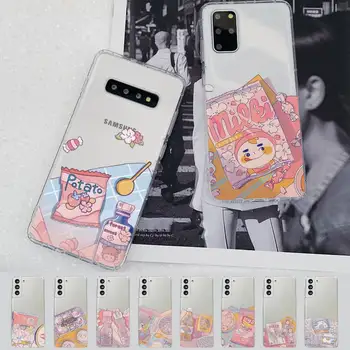 Anime Pink Slatka Кавайный hrane Torbica za Telefon Samsung S7 edge S8 S9 S10 S10E S20 S21 S22 plus lite fe ultra 5G Prozirna Torbica