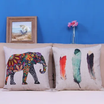 Jastučnicu s slon, Europski kraljevski stil akvarel ljubimci crtani film Slon pero bacanje jastučnica jastučnica na veliko
