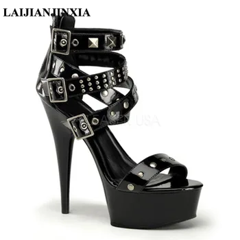 LAIJIANJINXIA /Nova elegantne crne cipele na platformu i vrlo visoku petu 15 cm/Zvijezda/ Модельная cipele, sandale na visoku petu cipele, cipele za vjenčanje