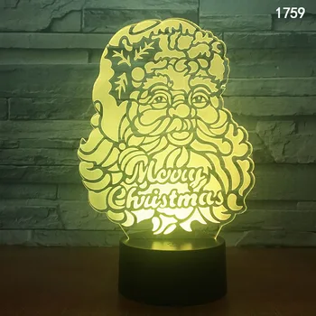 Lampa Djeda Mraza Kreativna Led Božićne Darove Noćni Uređenje Spavaće sobe Šarene Lampe za Crtani 3D noćno svjetlo Touch Daljinski Upravljač