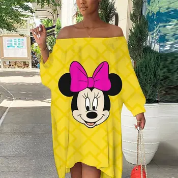 Ljetne Haljine Ženske 2022 Disney Elegantna Ženska Odjeća Bez Naramenica-Moderan Večernji Cutaway Лодочкой Seksi Haljina Minnie Mouse Luksuzni Mickey