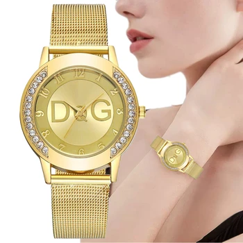 Luksuzne marke ženski sat sa dijamantima, jednostavan digitalni dizajn, Ženske kvarcni sat, Casual zlatni mrežica remen, ženski remen Za sat