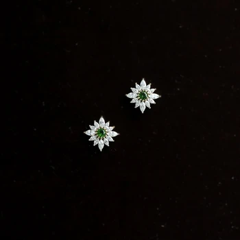 Morivovog čisto (eng. sterling) Srebro 925 Sterling, Bijela Zelena Cirkon, Naušnice-roze u obliku Suncokreta, Ženske Naušnice-roze Zlato 14 K, Ženski Uredski Nakit