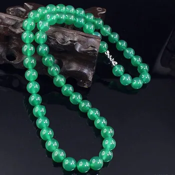 Novi Tip prirodnog emerald ogrlice od мякины, lanac od zrna Promjera 8 mm, Duga Modni Butik nakit ogrlica, Žada nakit