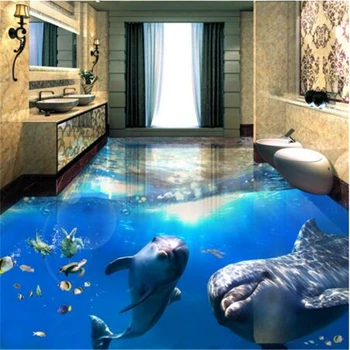 Običaj podne slikarstvo 3d prekrasan podvodni svijet dupina papel de parede 3D stereo kupatilo dnevni boravak parket 3d desktop