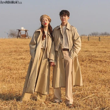 Par u dugom ветровке 2021 Koreanska verzija Lijepa jakne iznad koljena Svakodnevni trend muška jakna Тренч Muški Kaputi