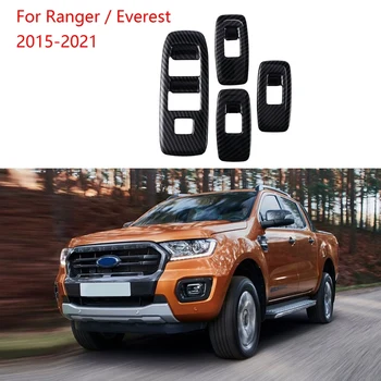 Poklopac Ploče Prekidača podizača Prozora od karbonskih vlakana, Uređenje Unutarnjih Vrata, Zaštita naslona za ruke za Ford Ranger / Everest 2015-2021