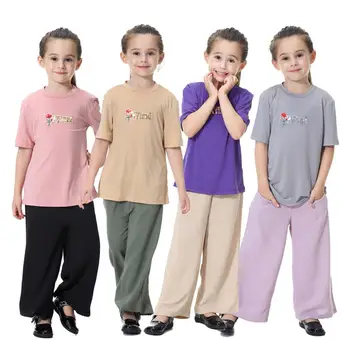 2 komada, Funky dječje odjeće 90-160 cm, kvalitetne majice i hlače, Setove iz 2 predmeta, elegantna odjeća za djevojčice