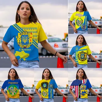 2022 Ženska Majica sa po cijeloj površini Zastava Ukrajine, Godina Vrh u Ukrajini, Ženska t-Shirt, Grafička Ženska t-Shirt, Ženski Top Kratkih Rukava