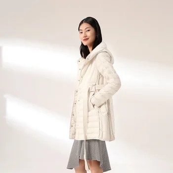 2023 zima novi пуховик ženski jednostavan temperamentna pojas za struk tanji zimska odjeća s kapuljačom