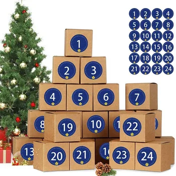 24ШТ Božićni Vrećicu Bombona Advent Kalendar 1-24 Broj Naljepnica Poklon Kutija Oblikovana Peciva Držač Čokolade