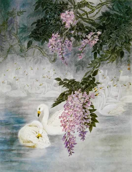Cvijeće glicinije bijeli labudovi Ručni rad, Vez, DIY Aida 14CT Setovi za vezenje križić bez natpisa, Umjetnički Uzorak za Vez križić dekor
