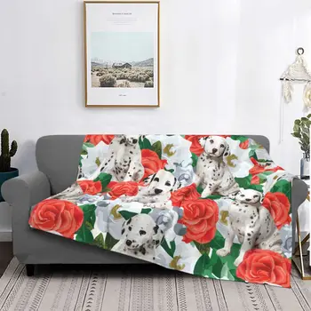 Dalmatins Und Blumen Vintage Muster Decken Hund Liebhaber Flanell Decke Bett Sofa Gedruckt Ultra-Weiche Warme Bettdecken