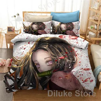 Demon Slayer Set posteljine duvet pokriva Japanska Anime 3D Ispis Deka Set posteljine posteljina (BEZ ručnici)