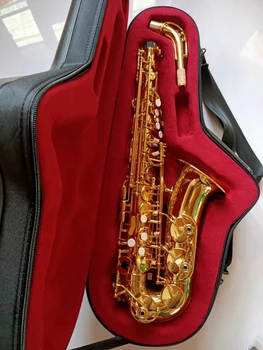 Francuska 54 Original 1:1 tipkovnica Alt saksofon Eb plastifikacija zlatni Profesionalni Alt saksofon saxofone jazz alat s футляром