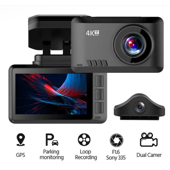 Komplet Dvr, Dash Cam 4K Ultra HD WiFi Auto Crtica Skladište Auto Dvr, Parking Monitor za Noćni Vid, G-senzor GPS Logger