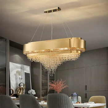luster moderni kuhinjski lampa ukras dnevnog boravka viseći svijećnjak pravokutni lampa blagovaonica 2021 zlatna svjetla