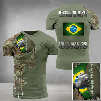 Novi Brazilski muška Majica s likom brazilski Vojnika-veterana vojske, Zastava Zemlje, Kvalitetna majica sa 3D Ispis, Ljetna Muška Majica okruglog izreza