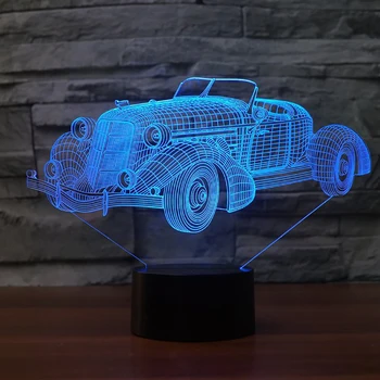 Oblik Automobila Led 3d noćno svjetlo Novost Vizualni Klasični Automobil USB Stolne Lampe za 7 Boja Promjena Dječjeg Sna Svjetlo Dječje Darove Dekor