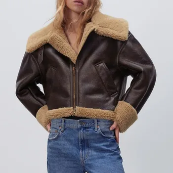 Obostrane jakna Ženska Zimska jakna s učinkom od umjetnog krzna kožuh Obostrane jakna s dodatnim Y1383