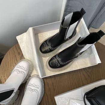 Osunlina/Novost 2021; cipele do sredine kavijar s okruglim vrhom na trgu potpetice i platforme; Kvalitetna cipele od prave kože ručne izrade; jesensko-zimska obuća