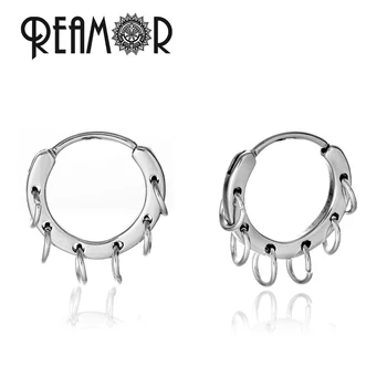 REAMOR 1 Par Modnih Malih Okruglih naušnica od Nehrđajućeg Čelika s nekoliko prstenje, Naušnice, prstenje za Muškarce i Žene, Rock, Punk, hip-hop, Piercing Ušiju