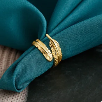 Silvology Prsten s Perjem od 925 Sterling Srebra za Žene, Korejski Upadljiv Минималистичные Prsten s Lišćem, Ženski Modni Nakit 2021