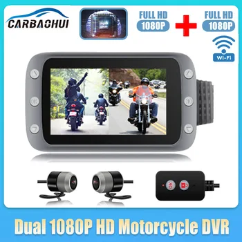WiFi HD CCD video snimač za motocikle Za vožnju, video snimač SA 128 GB Karticom, Prednja i Stražnja Kamera, Zapisničar, 3-inčni ekran, Dual 1080P
