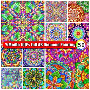 YIMEIDO Torba Na Groma 100% AB Diamond Slika Mandala Skup križićima 5D DIY Diamond Vez Mozaik Cvijet Home Dekor Poklon