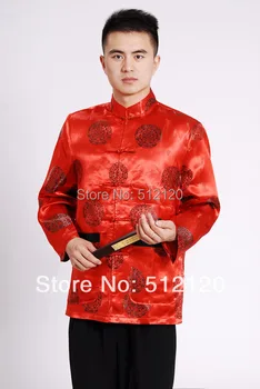 Šangaj je priča Košulja Dugih rukava Tradicionalna Kineska Muška odjeća svadbena košulja ovratnik satna kung-fu košulja Crvena