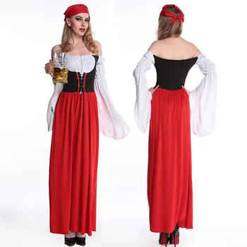 Ženski kostim Coldker na Oktoberfest, Renesanse, Halloween, Njemački Odijelo Pivo Sobarica