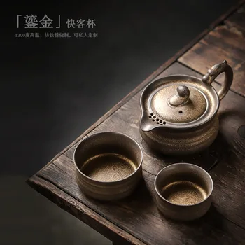 Цзяньин Antički Pozlata Kung-fu Čaj Brzo Šalica Jedan Lonac Dvije Šalice Prijenosni Prometni Čaj Mini Set Tea set Za 2 Osobe